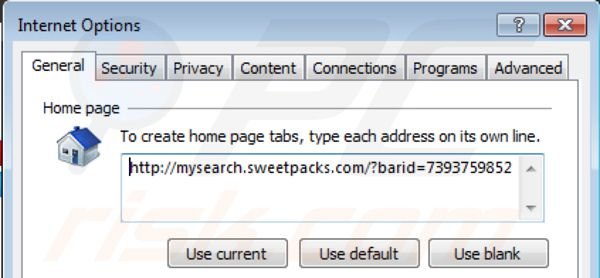 Removing Mysearch.sweetpacks.com from Internet Explorer homepage
