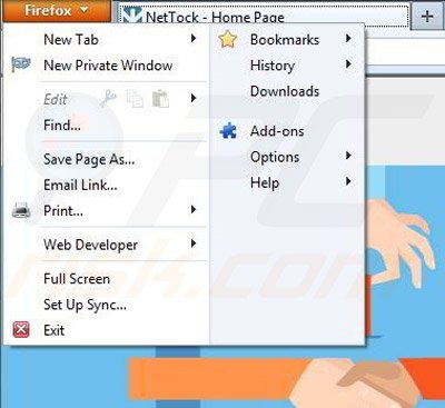 Removing NetTock from Mozilla Firefox step 1