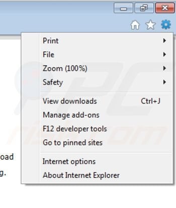 Removing Opton add-on from Internet Explorer step 1