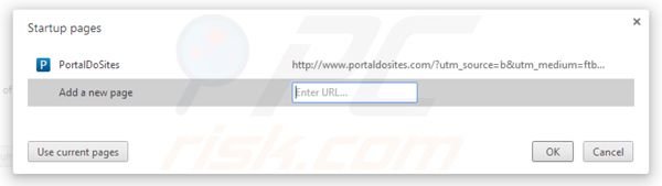 Removing portaldosites.com from Google Chrome homepage