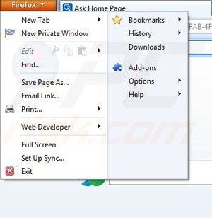 Removing ProductRecallAlert toolbar from Mozilla Firefox step 1