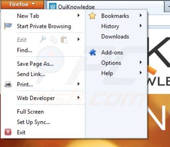 Removing ads by quiknowledge from Mozilla Firefox step 1