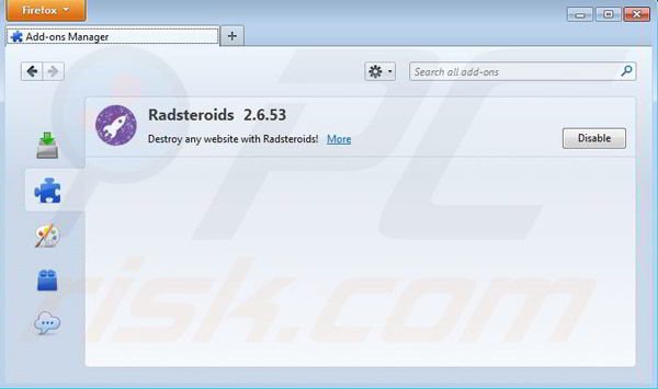 Removing Radsteroids from Mozilla Firefox step 2