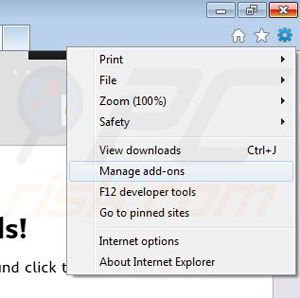 Removing Radsteroids from Internet Explorer step 1
