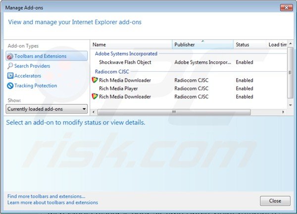Removing Rich Media Player from Internet Explorer step 2