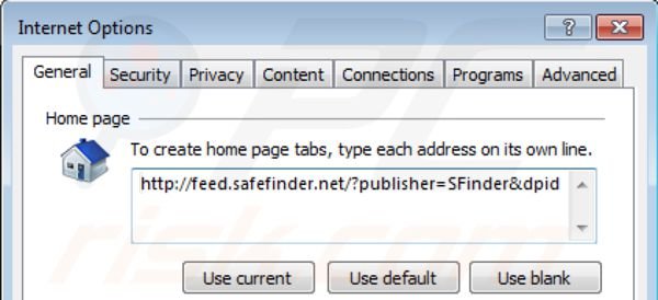 Removing isearch.safefinder.net from Internet Explorer homepage