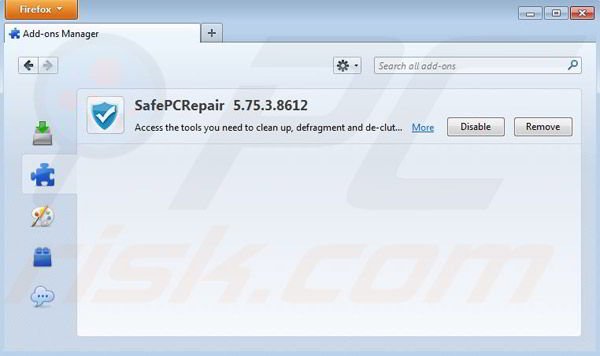 Removing SafePcRepair from Mozilla Firefox step 2
