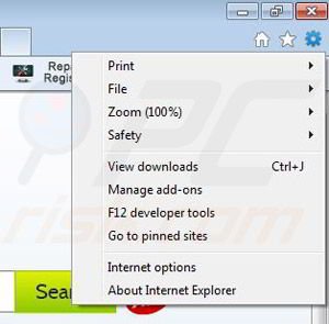 Removing SafePcRepair from Internet Explorer step 1