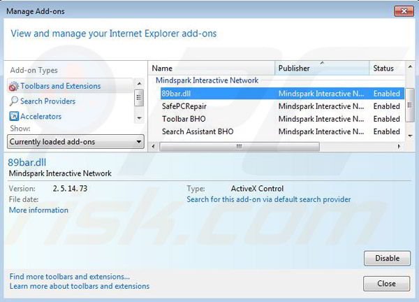 Removing SafePcRepair from Internet Explorer step 2