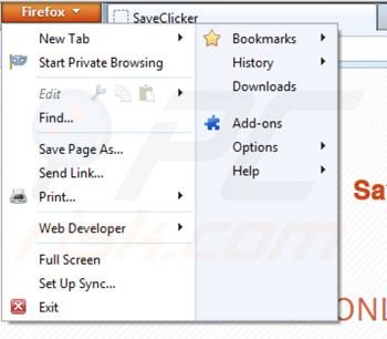 Removing Save clicker ads from Mozilla Firefox step 1