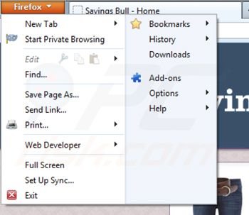 Removing Savings Bull from Mozilla Firefox step 1