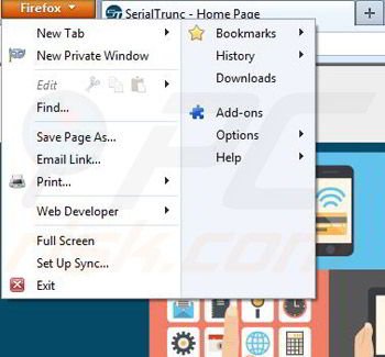 Removing SerialTrunc from Mozilla Firefox step 1