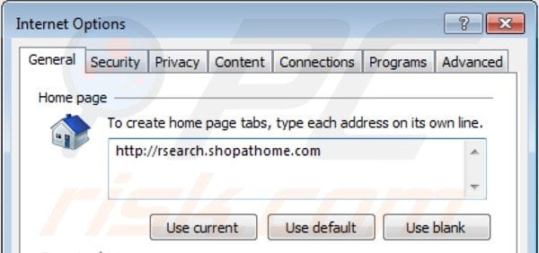 Removing shopathome.com from Internet Explorer homepage