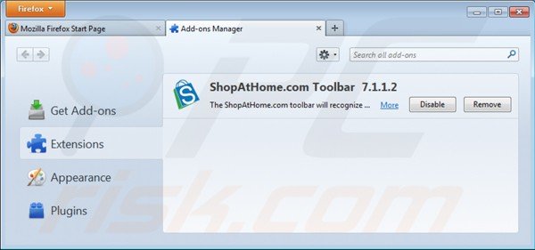 Removing shopathome toolbar from Mozilla Firefox extensions