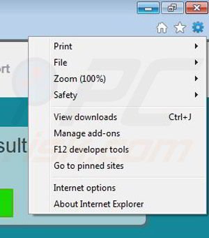 Removing Spadecast from Internet Explorer step 1