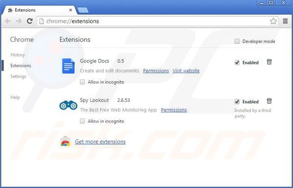 Removing Spy Lookout from Google Chrome step 2