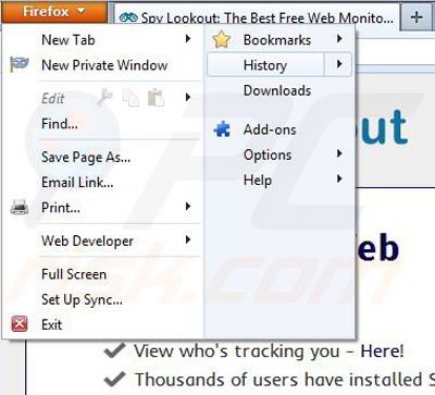 Removing Spy Lookout from Mozilla Firefox step 1
