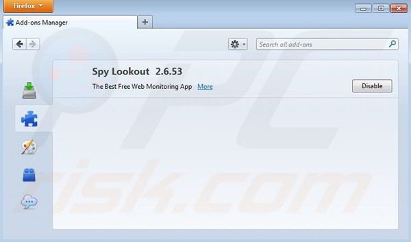Removing Spy Lookout from Mozilla Firefox step 2