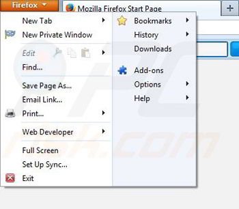 Removing SuddenlyMusic from Mozilla Firefox step 1