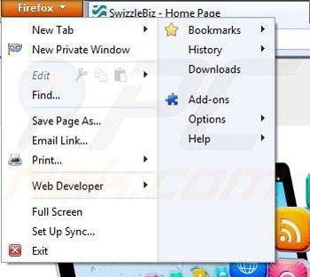 Removing SwizzleBiz from Mozilla Firefox step 1
