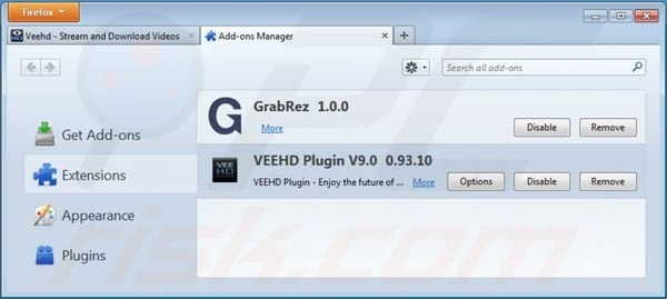 Removing veehd from Mozilla Firefox step 2