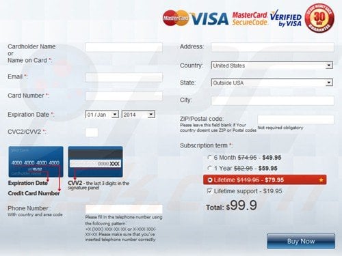 Windows Antivirus Booster payment page scam