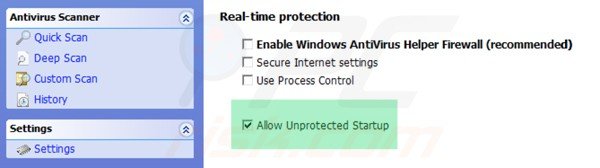 Windows Antivirus Booster unprotected startup