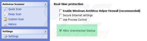 Windows Antivirus Booster unprotected startup