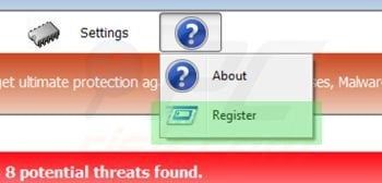 Removing Windows Antivirus Master using registration key step 1