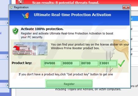 Removing Windows Antivirus Master using registration key step 2