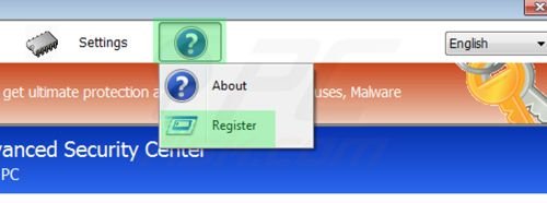 Removing Windows Antivirus Suite using registration key step 1
