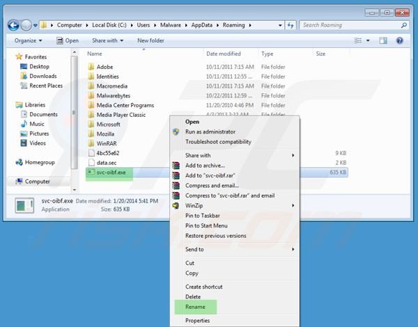 Removing Windows Efficiency Kit using executable file renaming step 1