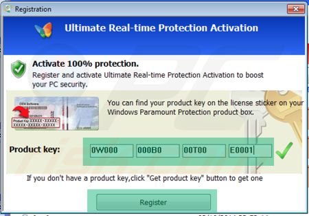 Registering Windows Paramount Protection step 2