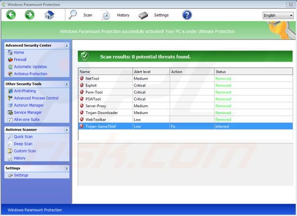 Registering Windows Paramount Protection step 3