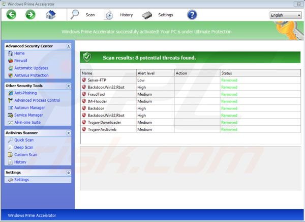 Removing Windows Prime Accelerator using registry key step 3