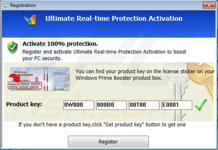 Windows Prime Booster entering registration key step 2