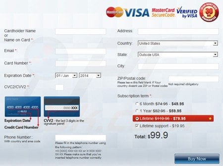 Windows Protection Booster fake payment page
