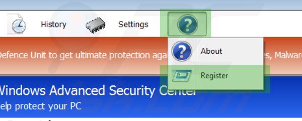 Removing Windows Security Master using registration key step 1