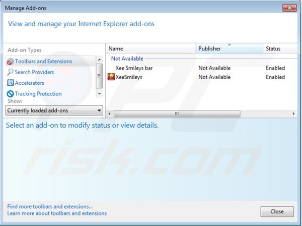 Removing xeesearch.com from Internet Explorer extensions