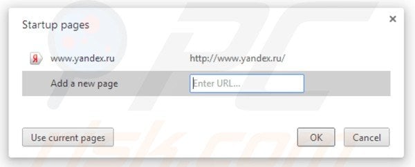 Removing yandex bar from Google Chrome homepage