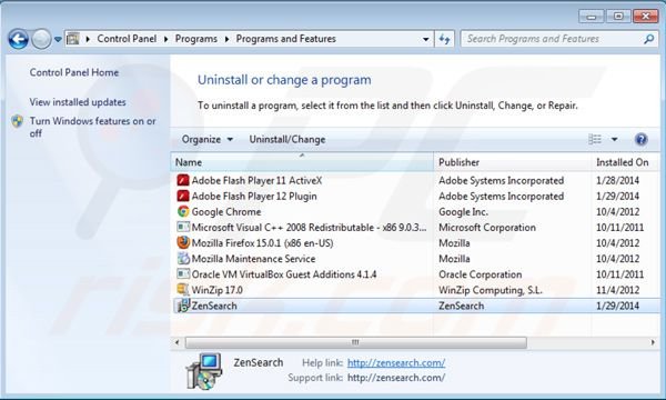 zensearch uninstall