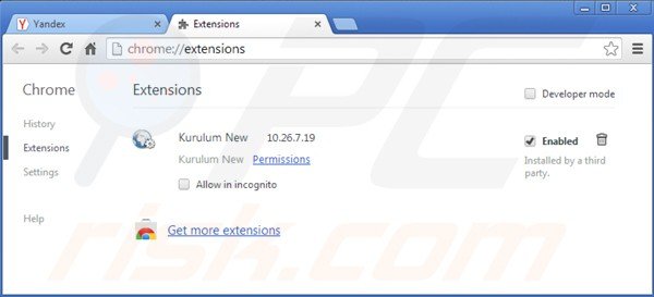 Removing znoo.net related Google Chrome extensions