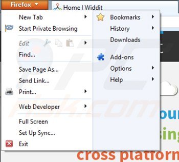 Removing ads by zapp from Mozilla Firefox step 1