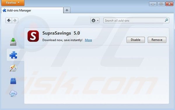 Removing All Day Savings ads from Mozilla Firefox step 2