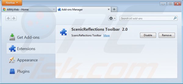 Removing allmyweb.com related Mozilla Firefox extensions