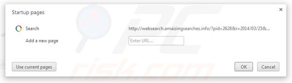 Removing websearch.amaizingsearches.info from Google Chrome homepage