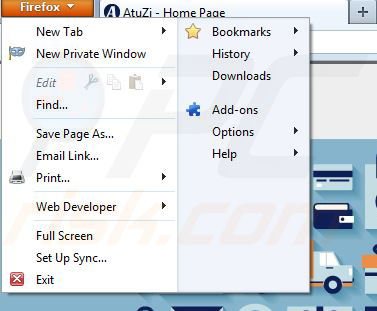 Removing AtuZi from Mozilla Firefox step 1