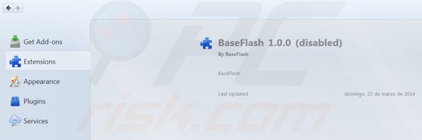 Removing baseflash from Mozilla Firefox step 2