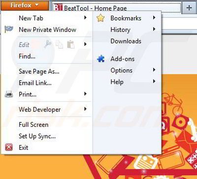 Removing BeatTool from Mozilla Firefox step 1