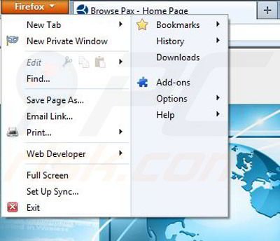 Removing Browse Pax from Mozilla Firefox step 1